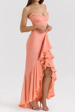 Glam Ruffled Front Ruched Gown