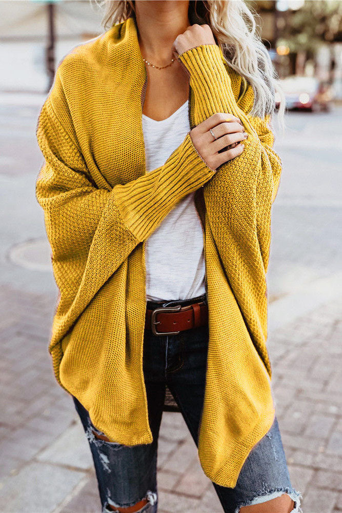 Solid Batwing Oversized Cardigan