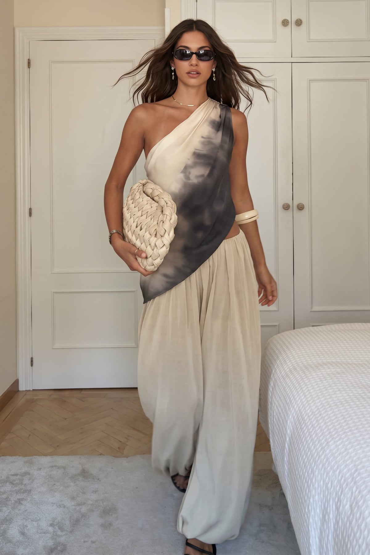 One-Shoulder Top And Bloomers Two-Piece Set