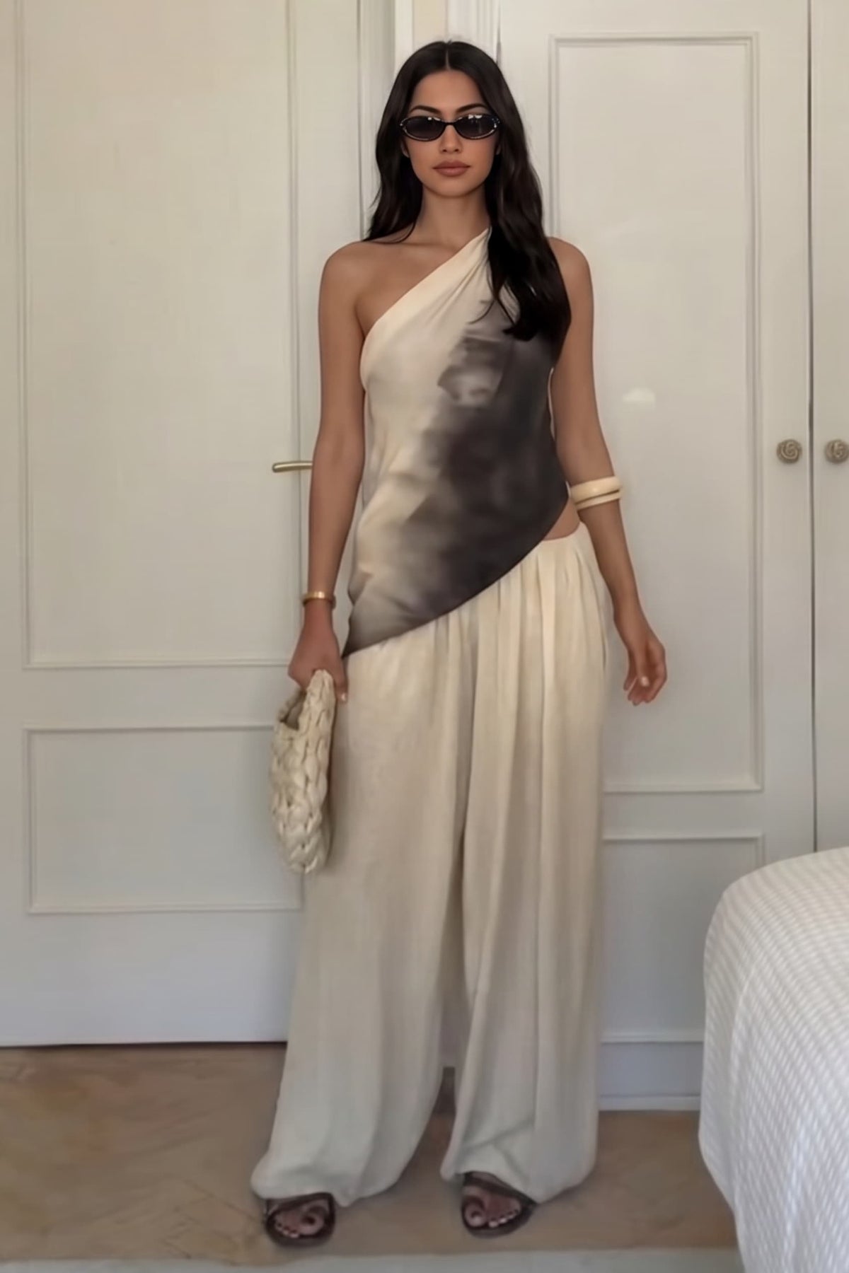 One-Shoulder Top And Bloomers Two-Piece Set