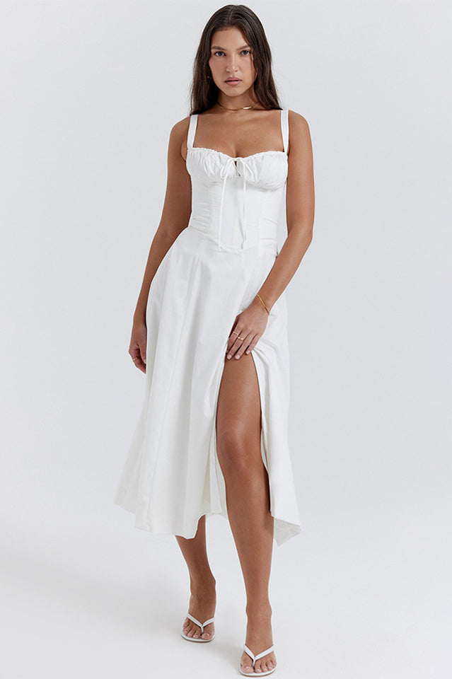 Solid Bustier Slip Midi Sundress