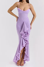 Glam Ruffled Front Ruched Gown
