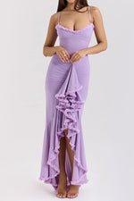 Glam Ruffled Front Ruched Gown