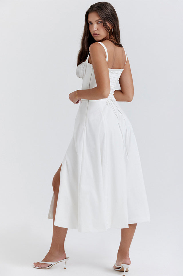 Solid Bustier Slip Midi Sundress