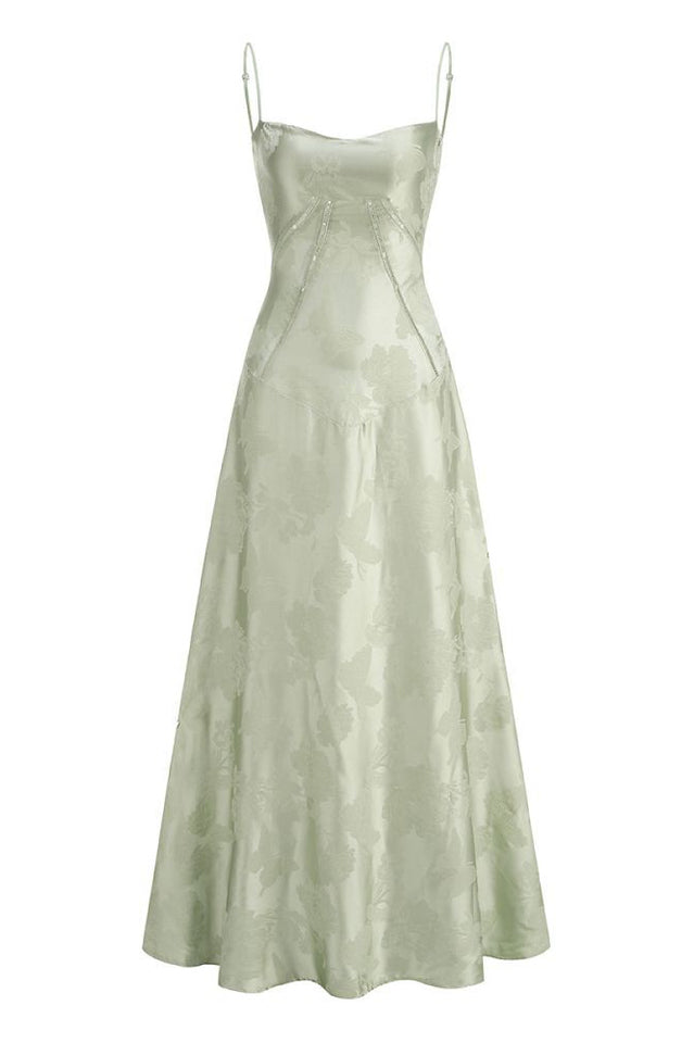 Vintage Floral Textured Slip Maxi Dress