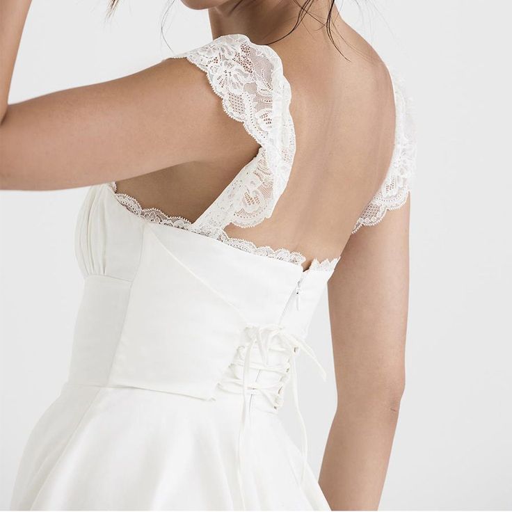 White Back Lace-Up Mini Dress