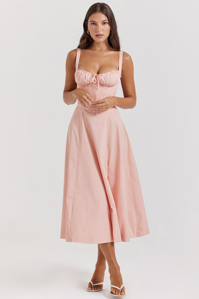 Solid Bustier Slip Midi Sundress