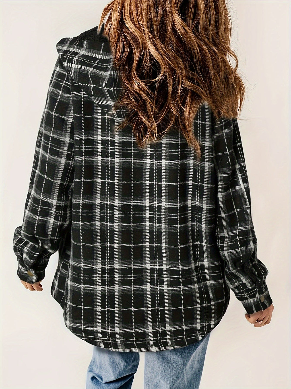 Plaid Pattern Thermal Lining Hooded Jacket