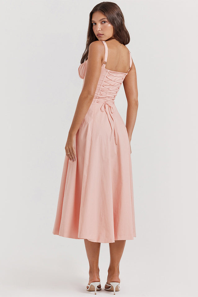 Solid Bustier Slip Midi Sundress