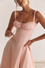 Solid Bustier Slip Midi Sundress