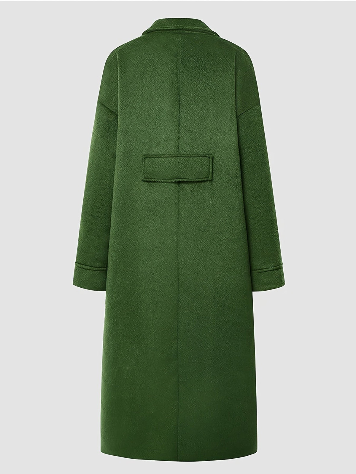 Elegant Green Long Woolen Coat