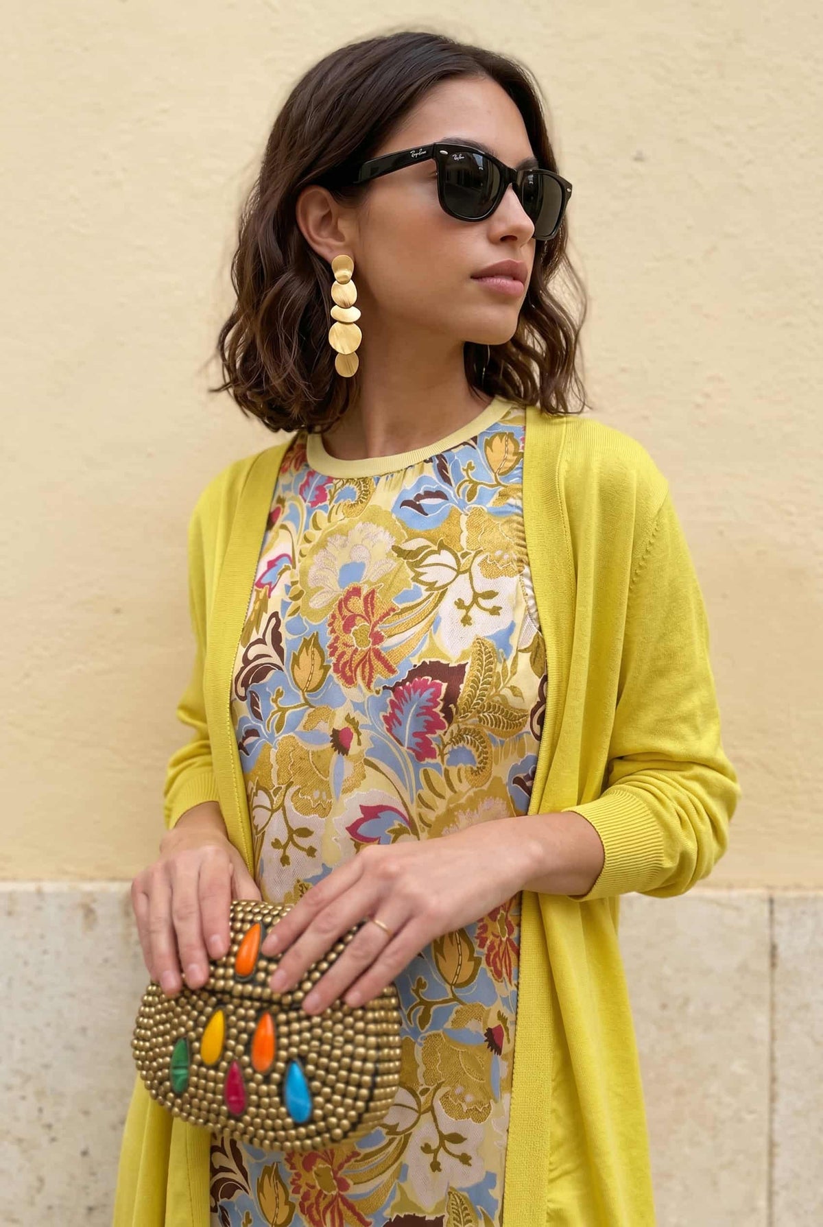 Retro Floral Sleeveless Midi Dress