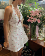Delicate Cherry Print Mini Dress