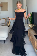Off-shoulder Top And Ruffled Pants Two-Piece Suit