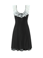 Black Off-Shoulder Lace Mini Dress