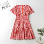 Chic Floral V Neck Mini Dress