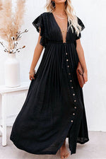 Linen Withdraw Deep V Maxi Dress