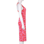 Pink Abstract Print Sleeveless Knit Dress