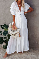 Linen Withdraw Deep V Maxi Dress