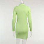 Green Front Twisted Mini Shirt Dress