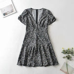Chic Floral V Neck Mini Dress