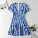 Chic Floral V Neck Mini Dress