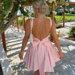 Peach Pink Back-Tie Backless Mini Dress