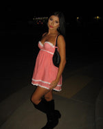 Red Gingham Print Mini Dress