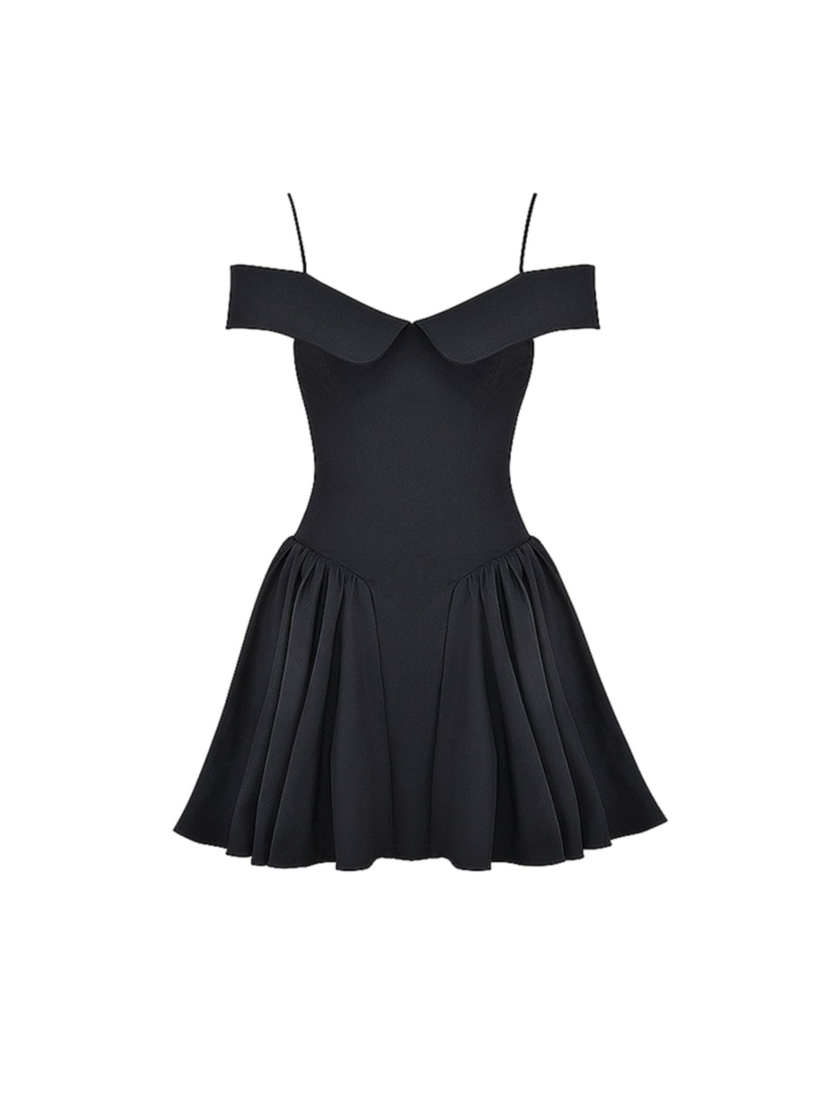 Black Off-Shoulder Flare Mini Dress