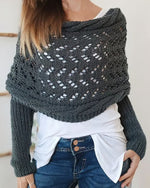 Hollow Knitted Shawl Sweater