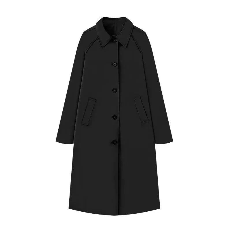 Chic Plaid lined Single-Breasted Longline trench coat