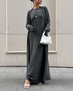 White Knit Midi Dress and Long Cardigan Two Piece Suit
