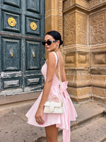 Peach Pink Back-Tie Backless Mini Dress