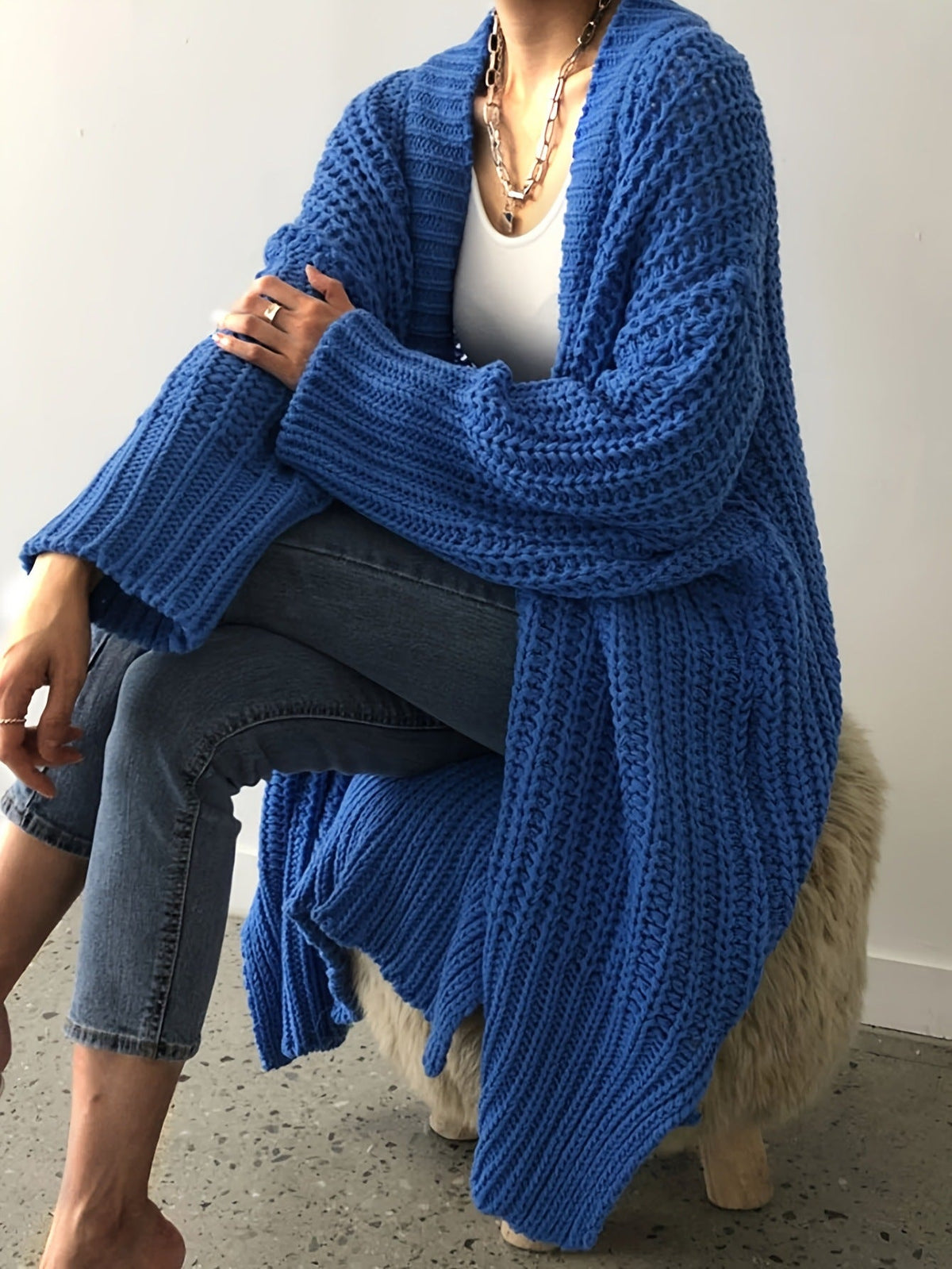 Chunky Ribbed Knit Long Cardigan