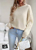 Cable Knit Sleeve Pullover Sweater