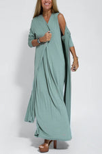 Casual Sleeveless Midi Dress and Long Cardigan Two-Piece Suit