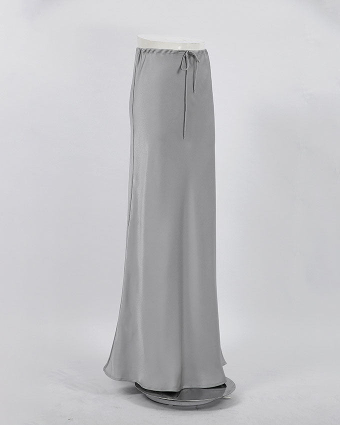 Gray Withdraw Satin Maxi Skirt
