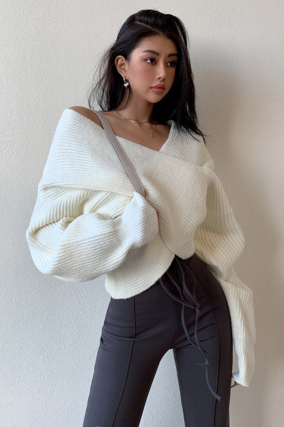 Crossover Front Knit Cropped sweater