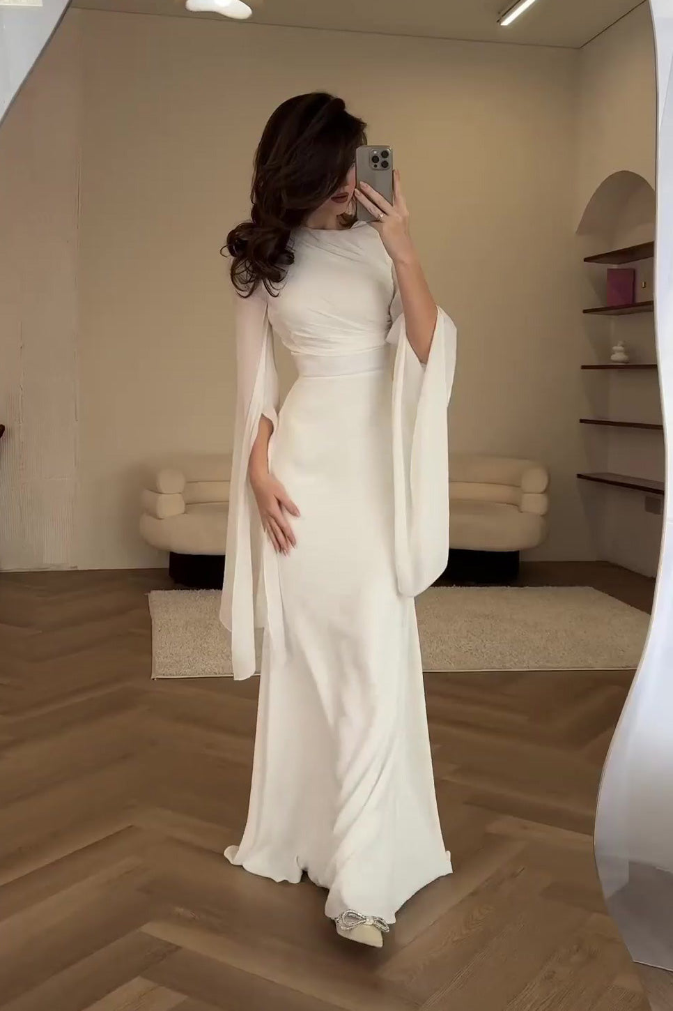 Mesh Bell sleeves Satin Maxi Dress