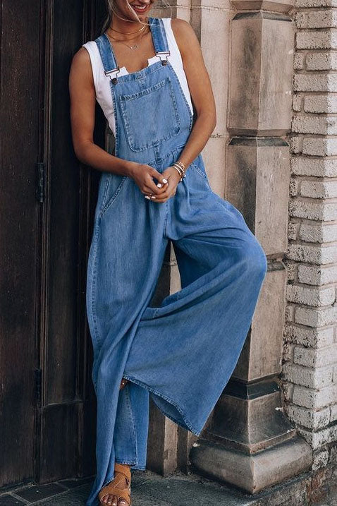 Blue Denim Wide leg Jumpsuits