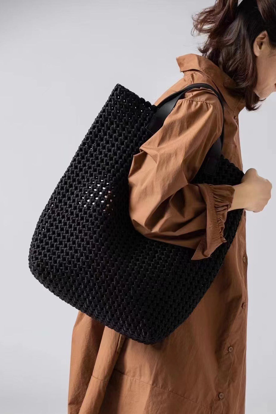Handwoven Oversized Leather Shoulder Tote