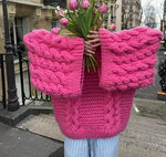 Cable Knit Bell Sleeve Slouchy Sweater