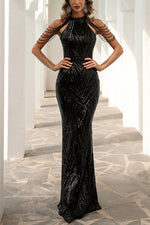 Sequined Fishtail Maxi Gown Dress