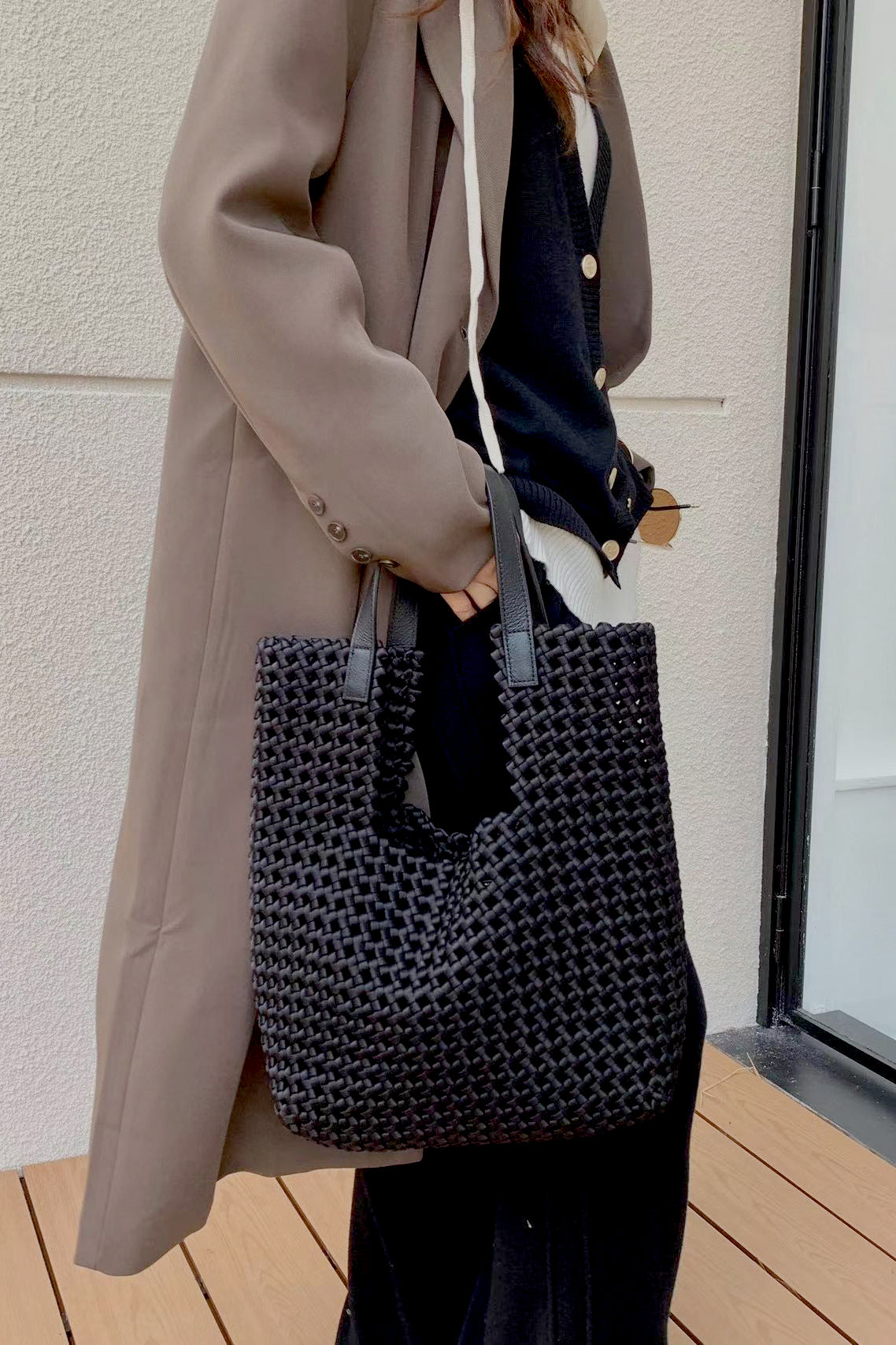 Handwoven Oversized Leather Shoulder Tote