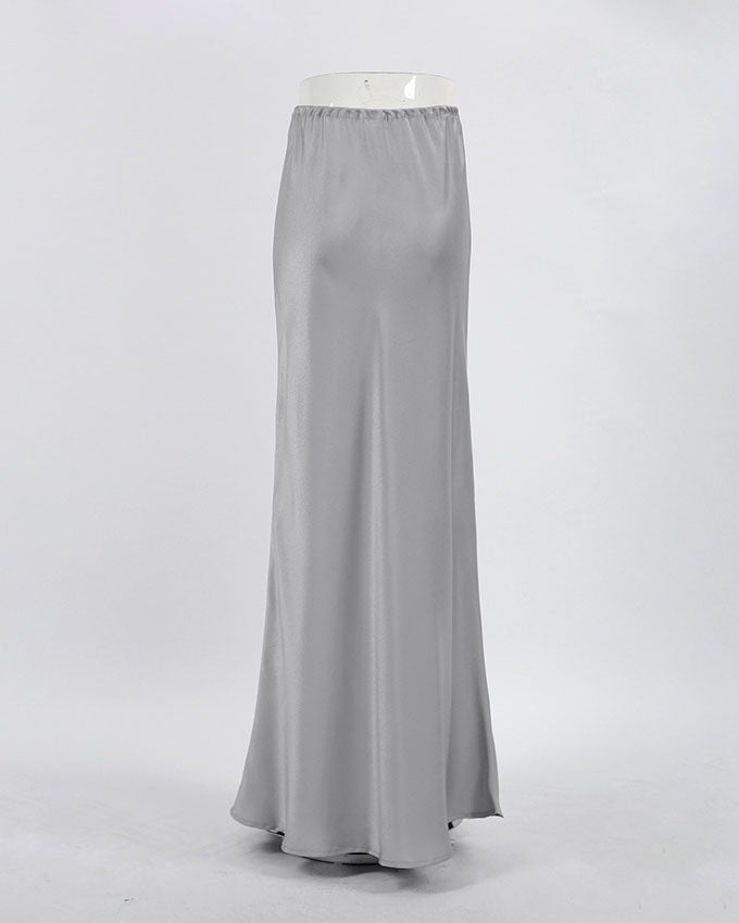Gray Withdraw Satin Maxi Skirt