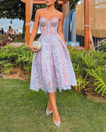 Fashion Embroidered Lace Bandeau Midi Dress