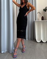Crochet Knit Midi Sleeveless Midi Dress