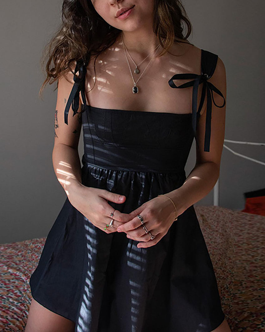 Sweet Shoulder Tie Mini Dress