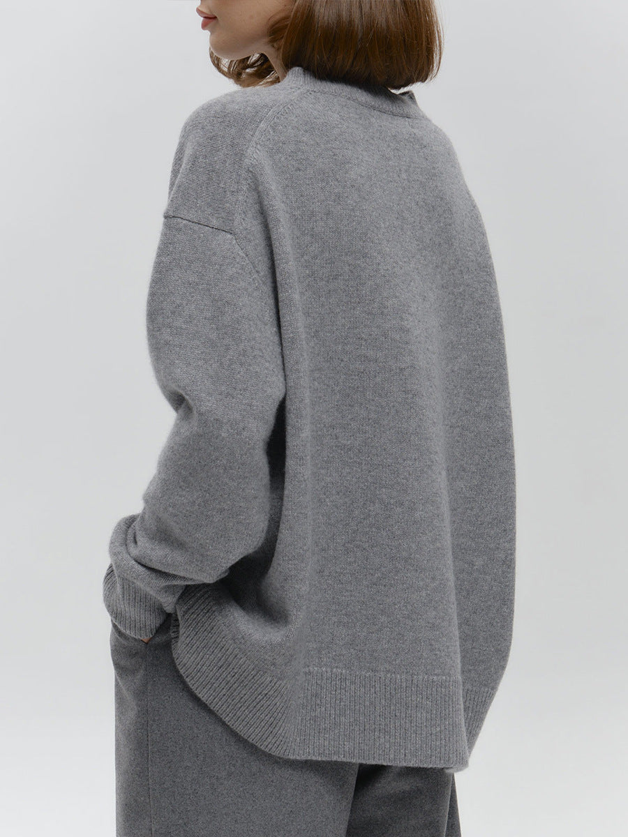 Basic Solid Pullover Knit Sweater
