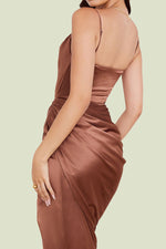 Chic Pleated Satin Irregular Slip Dress